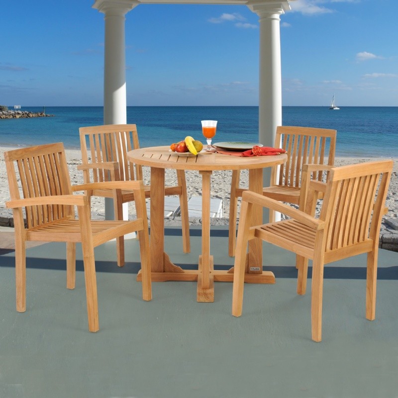 Teak Patio  on Patio Dining Sets     Modern Teak Patio Dining Set 5 Piece With 36