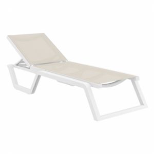 Rio Sling Pool Chaise White Frame Taupe Sling ISP082