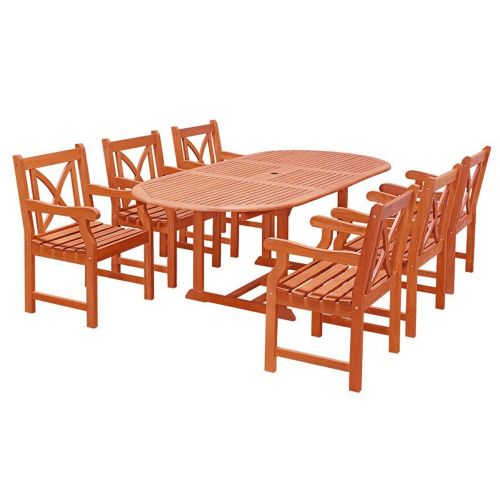 Malibu Outdoor Piece Wood Patio Dining Set With Extension Table