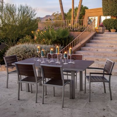 outdoor dining polywood euro frame piece silver pw cozydays patio sets furniture