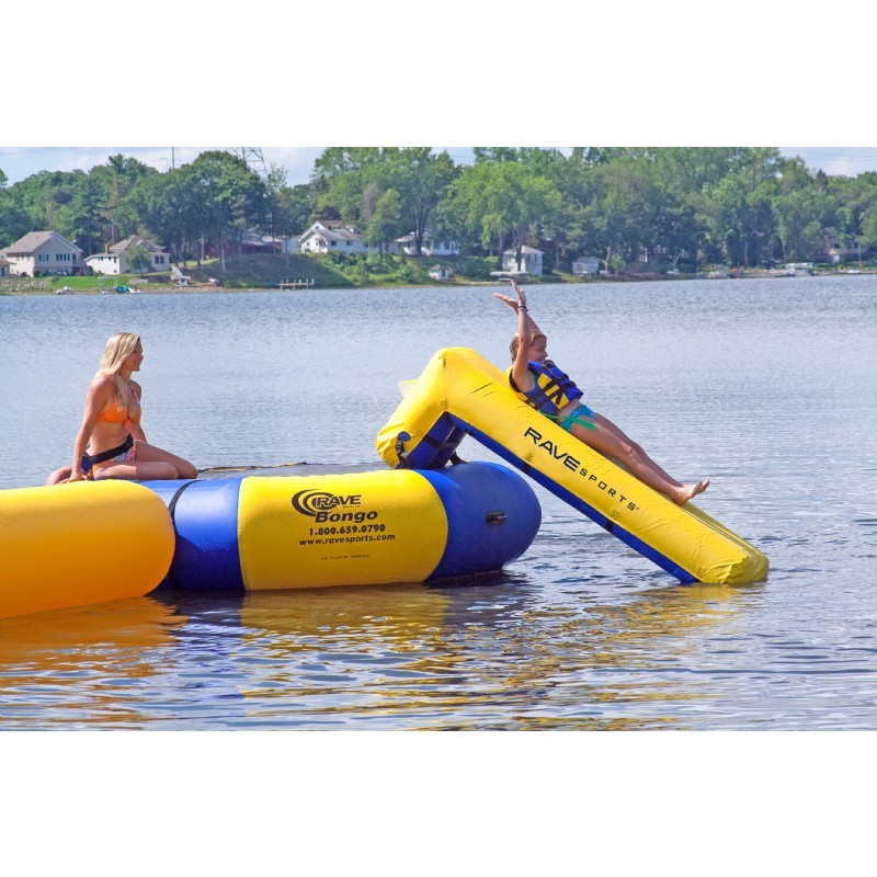 water trampoline with slide