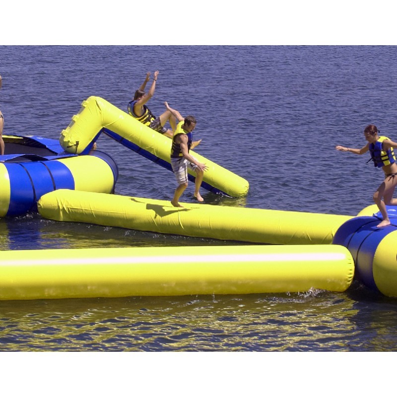 water trampoline with slide