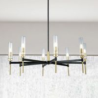 Hirsha 33" 8-Light Indoor Black and Gold Finish Chandelier WTY1174