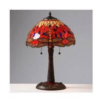 Tiffany Style Red Dragonfly Lamp with Mosaic Base T14288TGRA