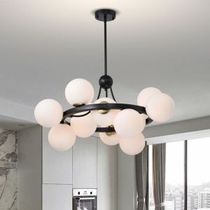 Coraline 30" 12-Light Indoor Matte Black Finish Chandelier FD10017-12KB