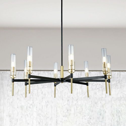 Hirsha 33" 8-Light Indoor Black and Gold Finish Chandelier WTY1174