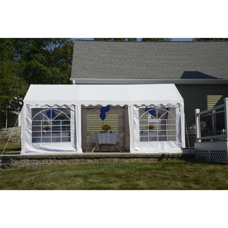 10x20 Party Tent 8 Leg Galvanized Steel Frame White With Enclosure