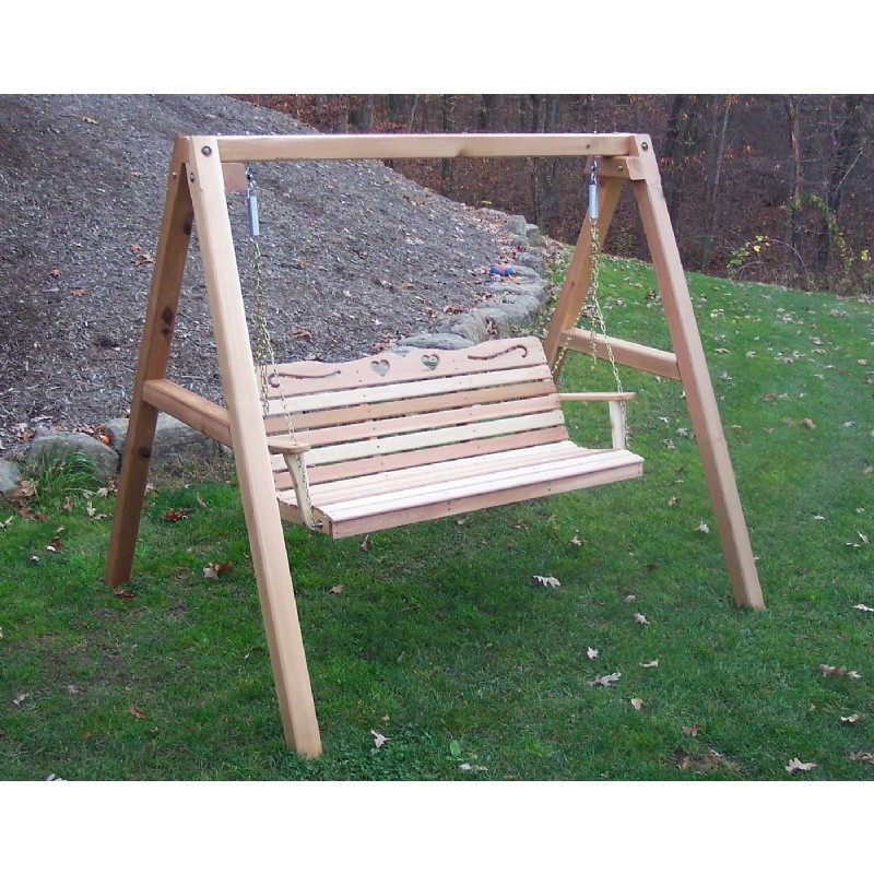 Cedar Country Hearts Porch Swing w/Stand Natural 5' WF4010A50CVD | CozyDays