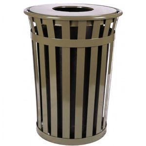 Witt Outdoor Trash Receptacle 36 Gal. Brown Steel With Flat Top W-m3601 