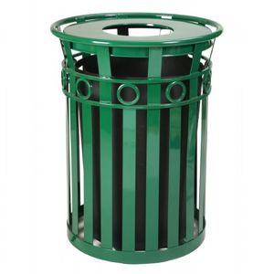 Witt Outdoor Trash Receptacle 36 Gal. Green Steel with Flat Top ...