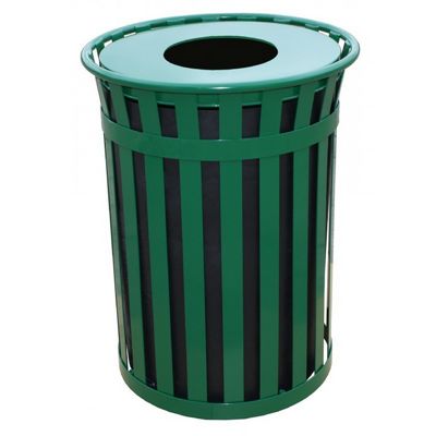 Witt Outdoor 50 Gal. Trash Receptacle Green Steel with Flat Top W-M5001 ...