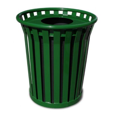 Witt Outdoor Trash Receptacle 24 Gal. Green Steel with Flat Top ...