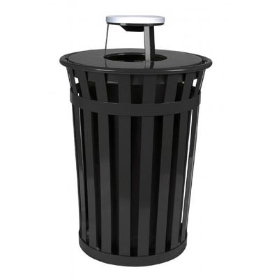 Witt Outdoor Trash Receptacle 36 Gal. Black Steel with Ash Top W-M3601 ...