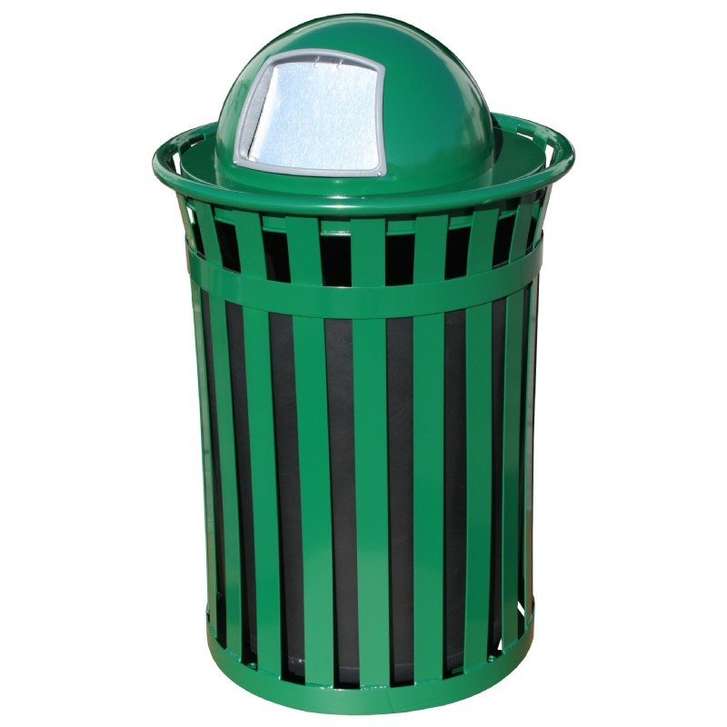 Witt Outdoor 50 Gal. Trash Receptacle Green Steel with Dome Top W-M5001 ...