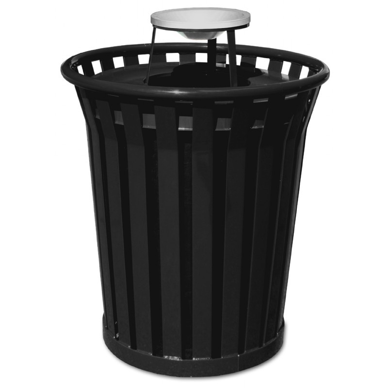 Witt Outdoor Trash Receptacle 36 Gal. Black Steel with Ash Top WWC3600ATBK CozyDays