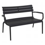 Paris Outdoor Lounge Bench Chair Black ISP276