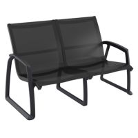 Pacific Loveseat with Arms Black Frame with Black Sling ISP234