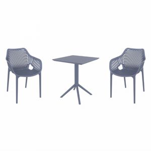 Air XL Bistro Set with Sky 24" Square Folding Table Dark Gray S007114