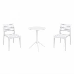 Ares Bistro Set with Sky 24" Round Folding Table White S009121