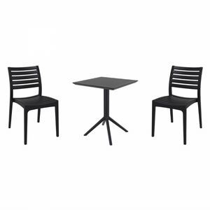 Ares Bistro Set with Sky 24" Square Folding Table Black S009114