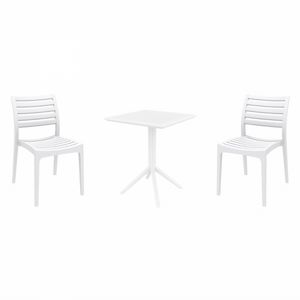 Ares Bistro Set with Sky 24" Square Folding Table White S009114
