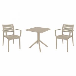 Artemis Dining Set with Sky 27" Square Table Taupe S011108