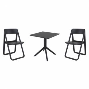 Dream Dining Set with Sky 27" Square Table Black S079108