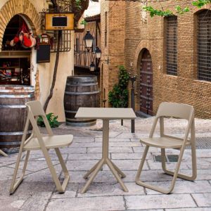 Dream Folding Outdoor Bistro Set with 2 Chairs Taupe ISP0791S