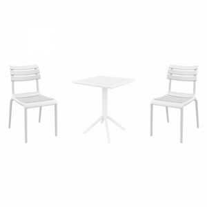 Helen Bistro Set with Sky 24" Square Folding Table White S284114