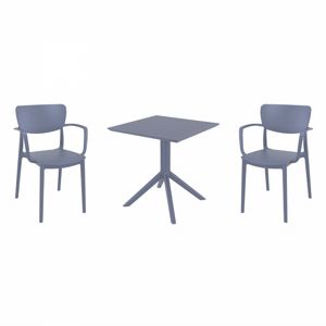 Lisa Dining Set with Sky 27" Square Table Dark Gray S126108