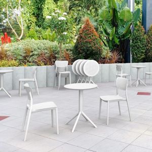 Lucy Round Bistro Set 3 Piece with 24" Table Top White ISP1294S
