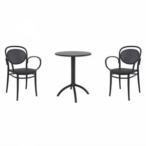 Marcel XL Bistro Set with Octopus 24" Round Table Black S258160