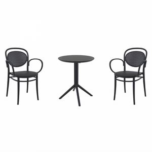 Marcel XL Bistro Set with Sky 24" Round Folding Table Black S258121
