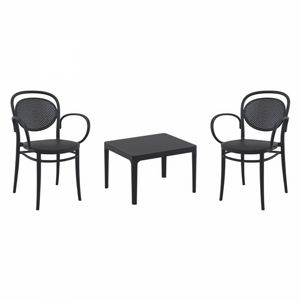 Marcel XL Conversation Set with Sky 24" Side Table Black S258109