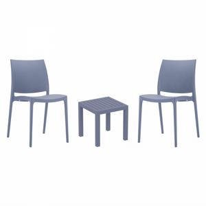 Maya Conversation Set with Ocean Side Table Dark Gray S025066