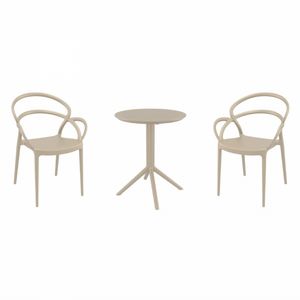 Mila Bistro Set with Sky 24" Round Folding Table Taupe S085121