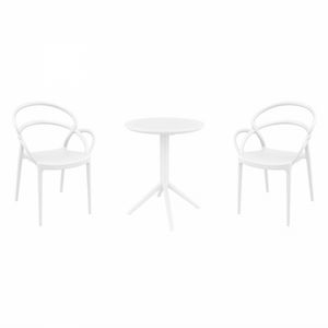 Mila Bistro Set with Sky 24" Round Folding Table White S085121