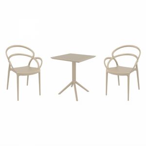 Mila Bistro Set with Sky 24" Square Folding Table Taupe S085114