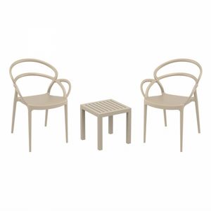 Mila Conversation Set with Ocean Side Table Taupe S085066