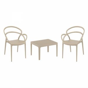 Mila Conversation Set with Sky 24" Side Table Taupe S085109