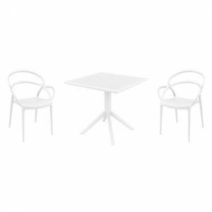 Mila Dining Set with Sky 31" Square Table White ISP0853S