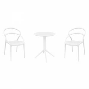 Pia Bistro Set with Sky 24" Round Folding Table White S086121