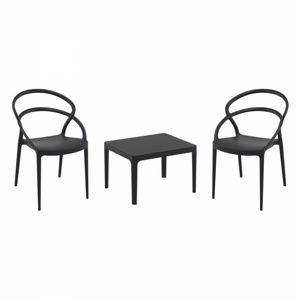 Pia Conversation Set with Sky 24" Side Table Black S086109