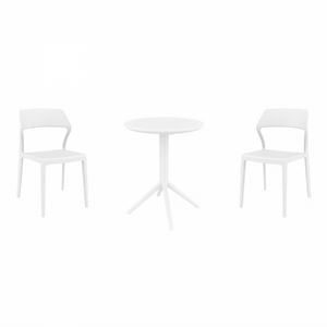 Snow Bistro Set with Sky 24" Round Folding Table White S092121
