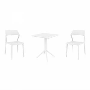 Snow Bistro Set with Sky 24" Square Folding Table White S092114