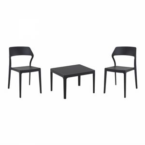 Snow Conversation Set with Sky 24" Side Table Black S092109