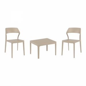 Snow Conversation Set with Sky 24" Side Table Taupe S092109
