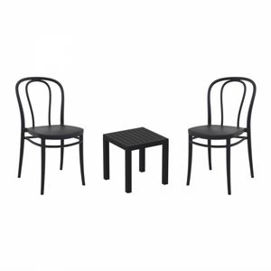 Victor Conversation Set with Ocean Side Table Black S252066
