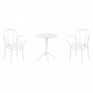Victor XL Bistro Set with Sky 24" Round Folding Table White S253121