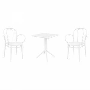 Victor XL Bistro Set with Sky 24" Square Folding Table White S253114